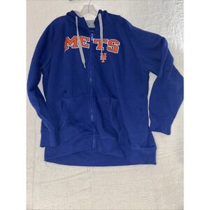 Men's  Antiqua 2XL Royal Blue NY Mets Full Zip Hoodie.  ***Flaw*** Read